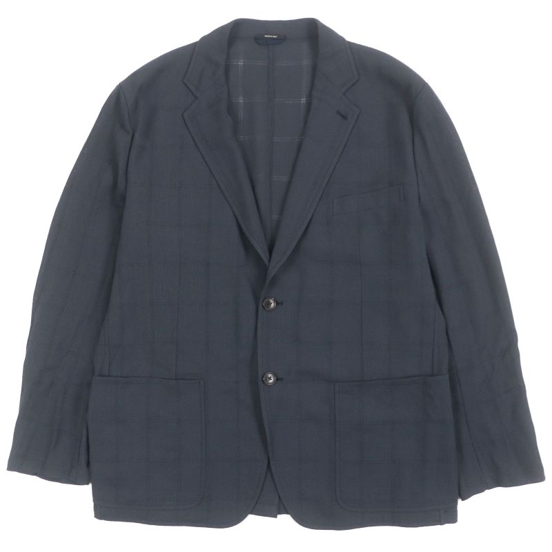 Hermes 100% Wool Checked Single Summer Jacket Ancon Tailored Jacket Gray 58