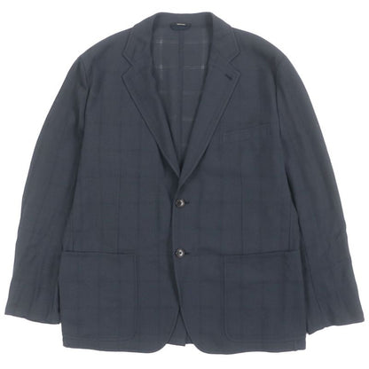 Hermes 100% Wool Checked Single Summer Jacket Ancon Tailored Jacket Gray 58