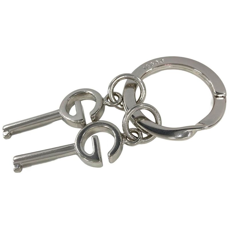 Gucci Key Ring GG Metal Silver Keychain Key Chain Unisex