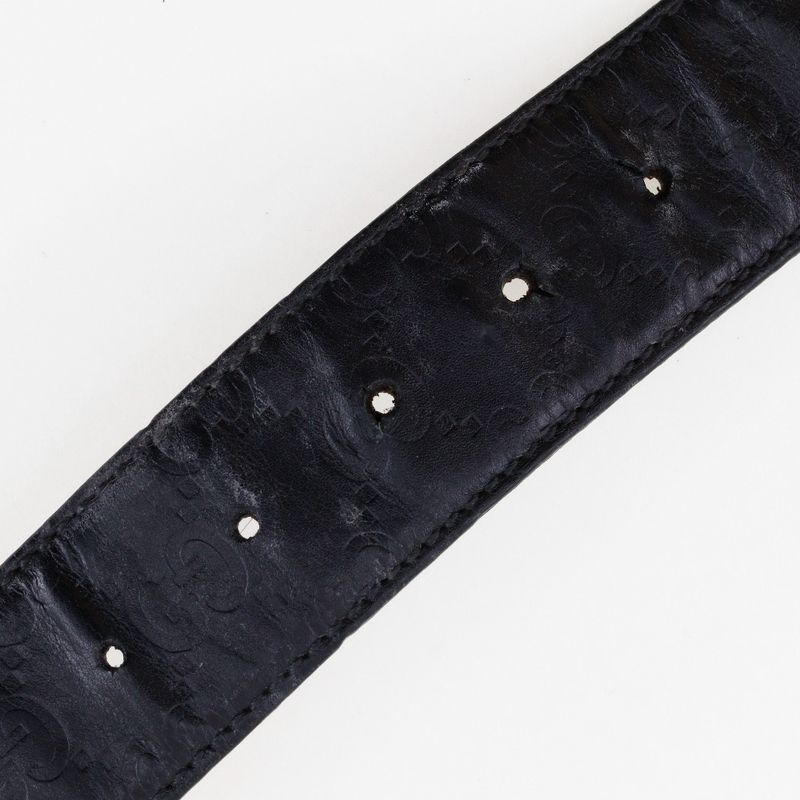 Gucci Interlocking GG 114876 Cima Leather Black Men's Belt