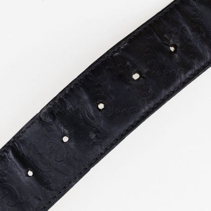 Gucci Interlocking GG 114876 Cima Leather Black Men's Belt