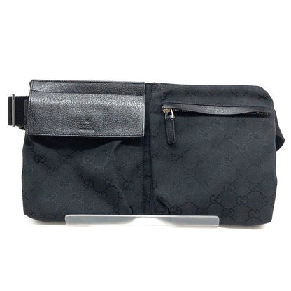 Gucci Body Bag Waist Pouch 28566 GG Canvas Black Zipper Opening Difficulty