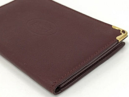 Cartier Mustline Card Case Business Card Holder Leather Bordeaux