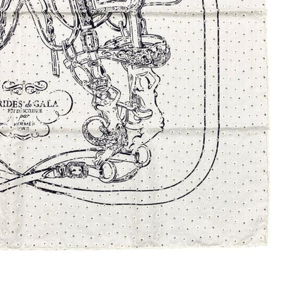 Hermes Silk Scarf Carré 70 Brides de Gala H983529s 25 Blanc Noir Black White