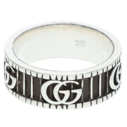 Gucci Silver Ring With Logo Motif Men's Size 19
