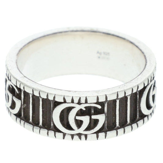 Gucci Silver Ring With Logo Motif Men's Size 19