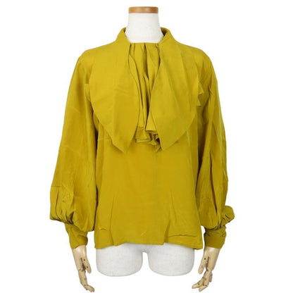 Christian Dior Blouse M Silk Mustard Bow Tie Blouse Top Apparel Women Ladies