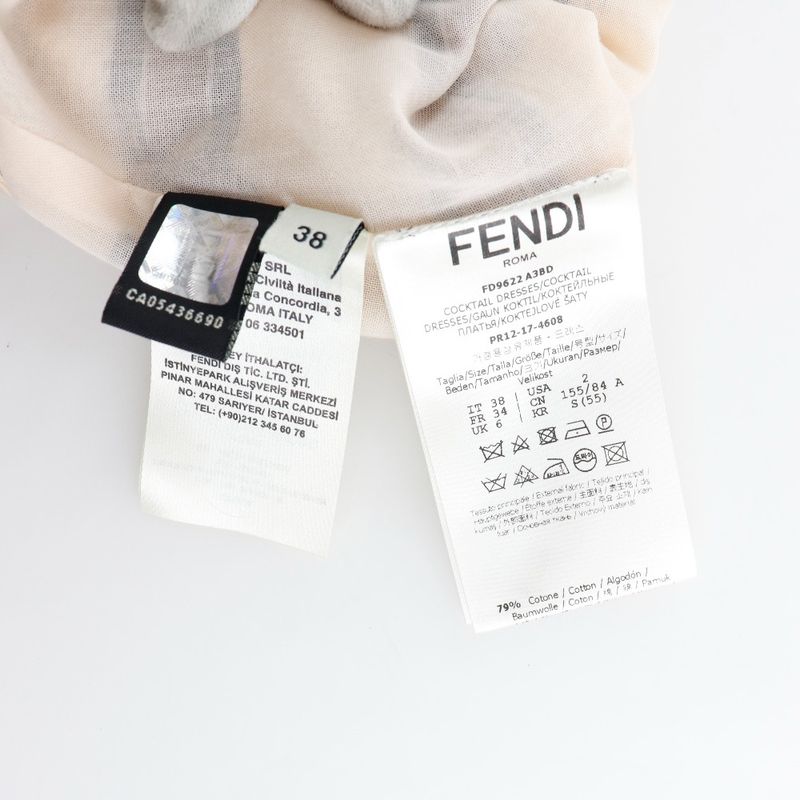 Fendi Cocktail Dress Fd9622 A38D Polyester And Polyurethane Beige Women Dress