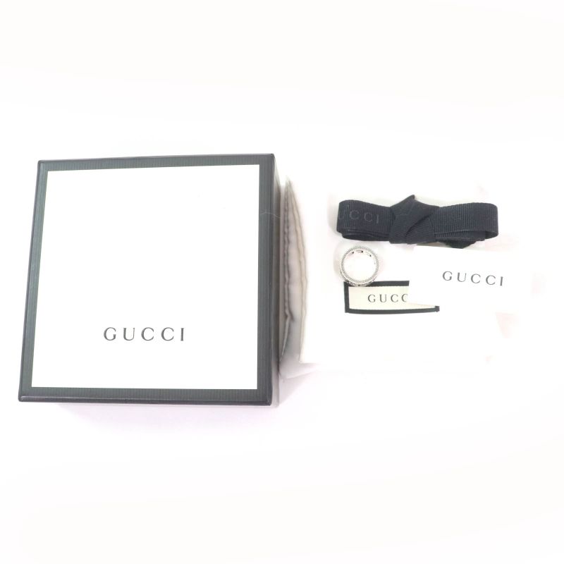 Gucci Arabesque Square G Ag925 Ring Silver 11 With Box And Storage Bag Made In