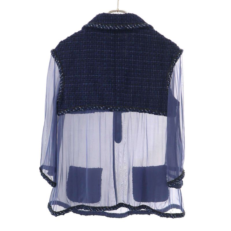 Chanel Tweed Sheer Combination Half Zip Blouse Shirt and Dress Setup P45591w0525