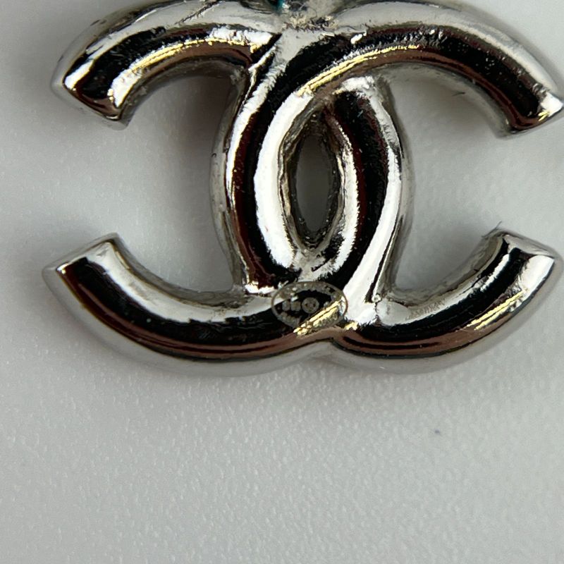 Chanel Coco Mark Accessories Ribbon Earrings Silver B18P Vintage Ladies