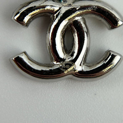 Chanel Coco Mark Accessories Ribbon Earrings Silver B18P Vintage Ladies