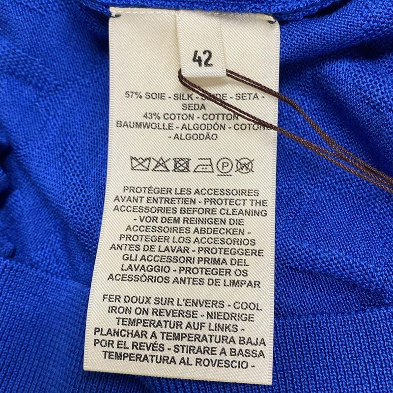 Hermes Cardigan Size 42 L Women - 4e2730dc Blue Long Sleeves Silk Blend/chaine