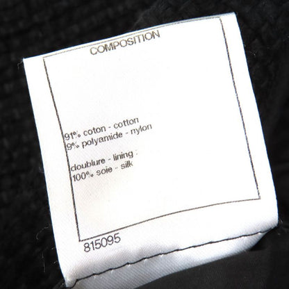 CHANEL P51038 Coco Mark Button Cotton Tweed Tight Skirt Black 40 Made In France