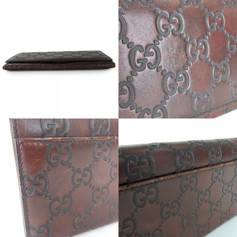 Gucci Bifold Wallet 146229 Sima Leather Dark Brown Long Wallet Small Accessories