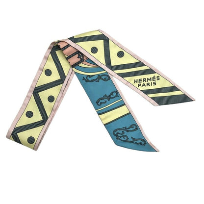 Hermes Scarf Twillie Light Yellow×gray×multi