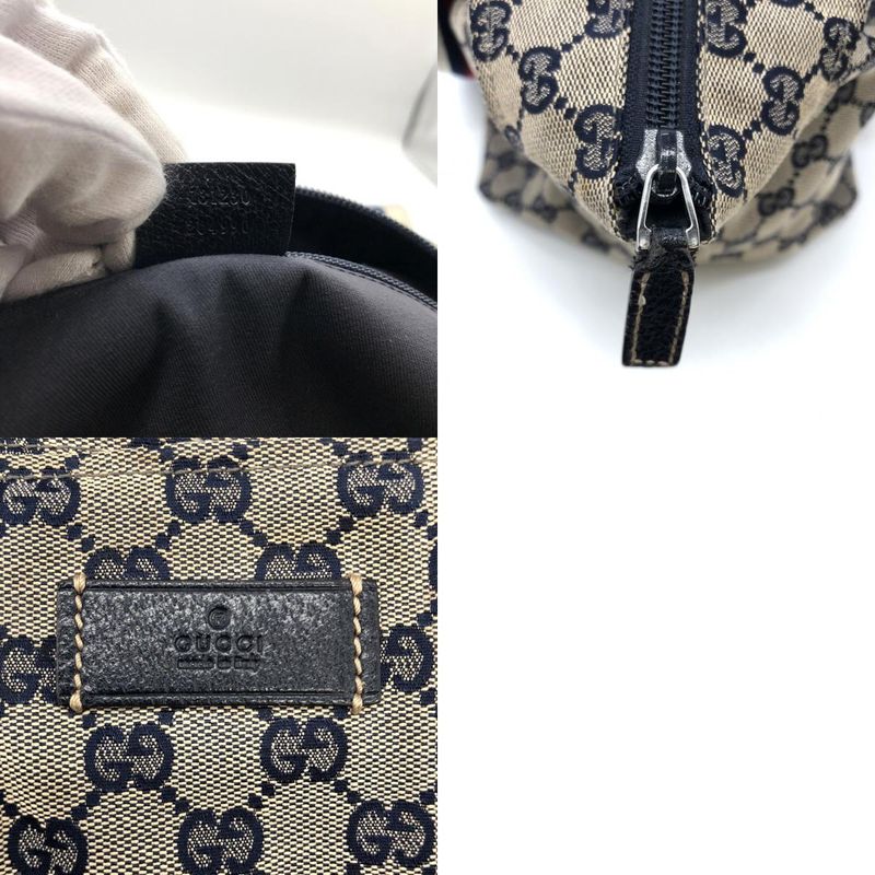 Gucci 131230 Tote Bag Navy GG Canvas/leather Sherry Line Women's