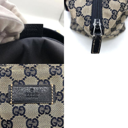 Gucci 131230 Tote Bag Navy GG Canvas/leather Sherry Line Women's