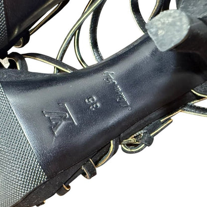 Louis Vuitton Suede Ankle Strap Sandals 35 22cm (8.66in) Equivalent Black And