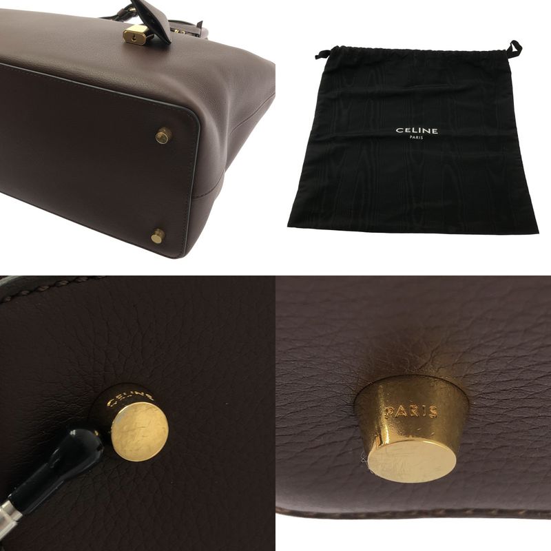 Celine - Conti Supple Calfskin Leather Handbag - Chesnut - Women's