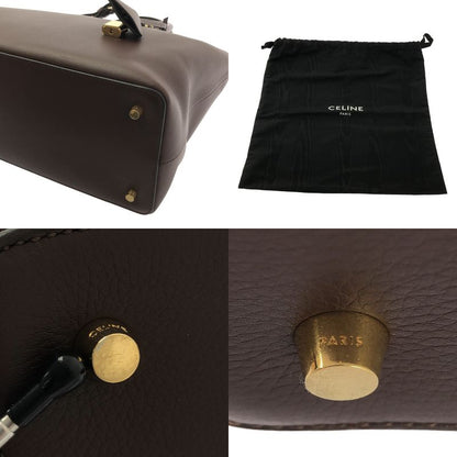 Celine - Conti Supple Calfskin Leather Handbag - Chesnut - Women's