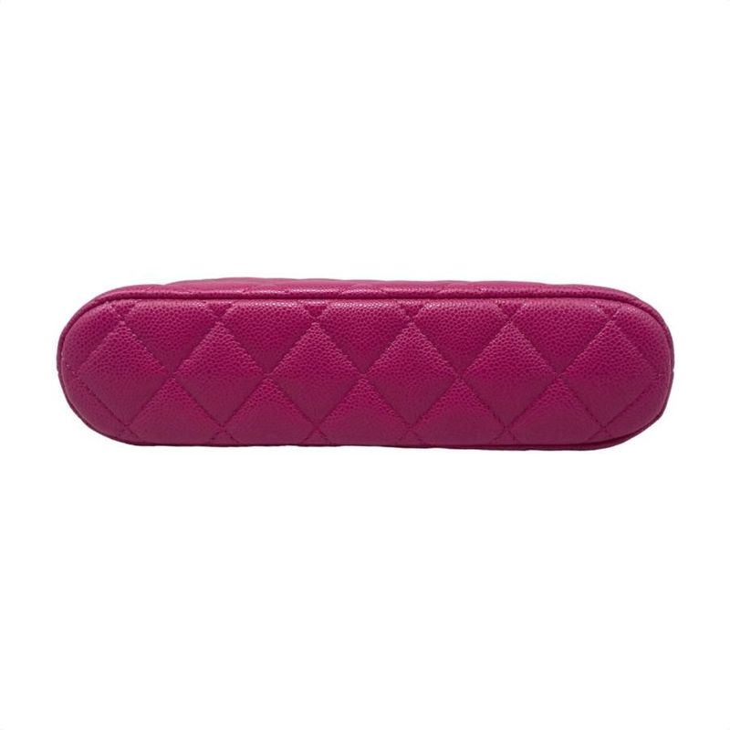 Chanel Shoulder Bag Classic Chain Clutch Matelasse Caviar Skin Coco Mark Pink