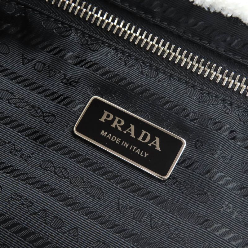Prada 1bg130 Spugna Polyester Cowhide Triangle Logo Soft Terry Leta Ring Logo