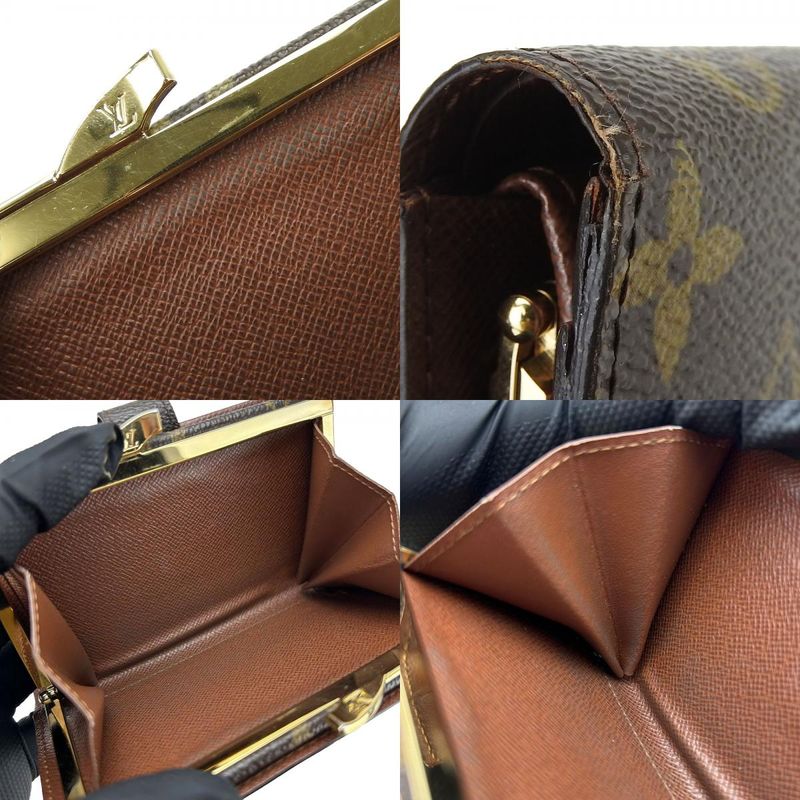 Louis Vuitton Bifold Wallet Portefeuille Viennois M61674 Monogram Brown Gold