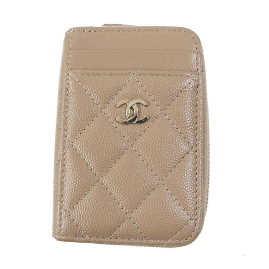 CHANEL Ap1650 Timeless Classic Caviar Skin Coin Purse / Coin Case Beige