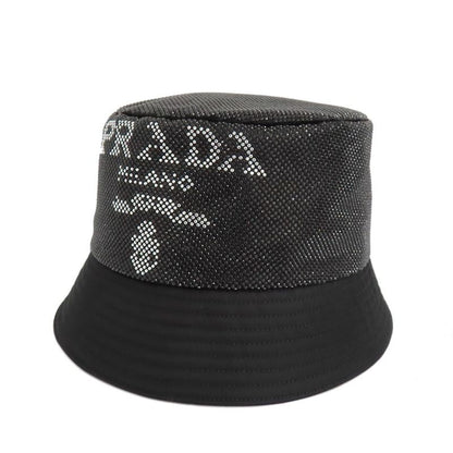 Prada Re-nylon Bucket Hat Black Studded Logo 2hc137 2D0S M Size Men's