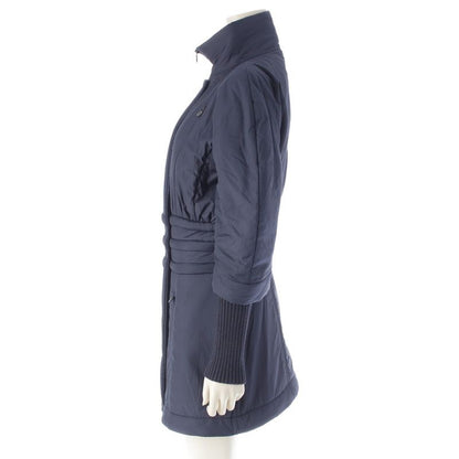 Chanel 14AW Wool Ribbed Knit Switch Down Jacket Coat Outerwear P50141 Navy 34
