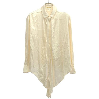 Saint Laurent Paris 19aw Silk Satin Ribbon Blouse 609404 Beige 34