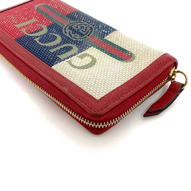 Gucci Round Zipper Long Wallet Red Navy