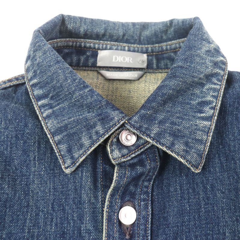 DIOR Homme 22AW 113d585by513 100% Cotton Leather Washed Denim Jacket With Logo
