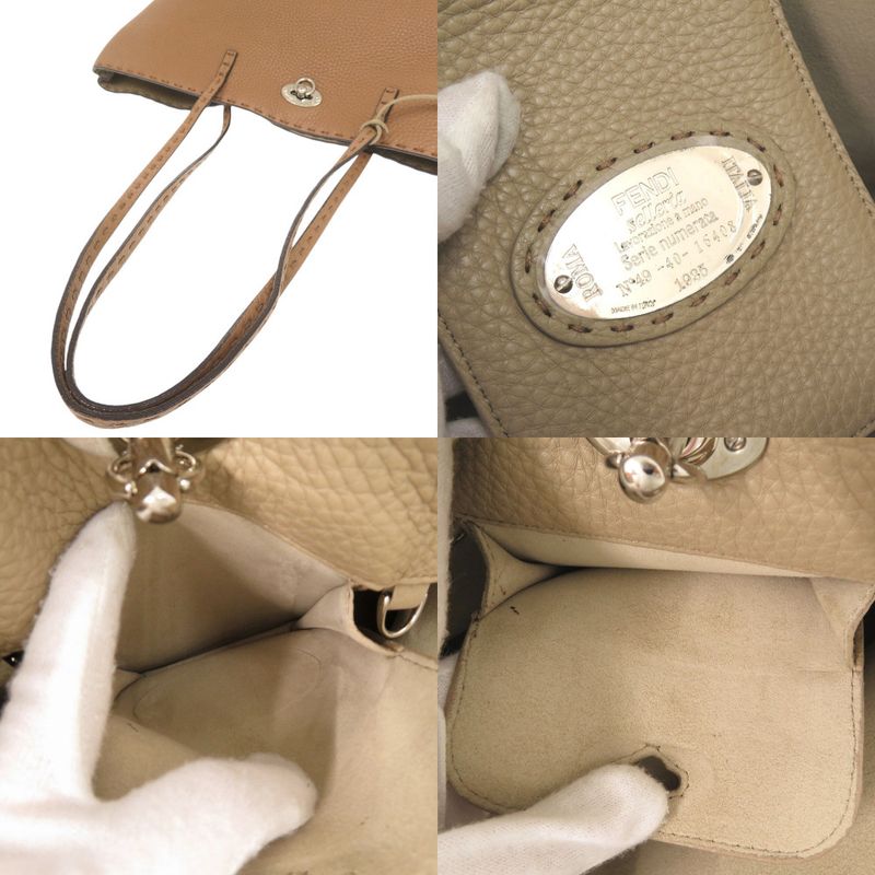 Fendi Selleria Carla Leather Brown Tote Handbag Brown 0024 Fendi