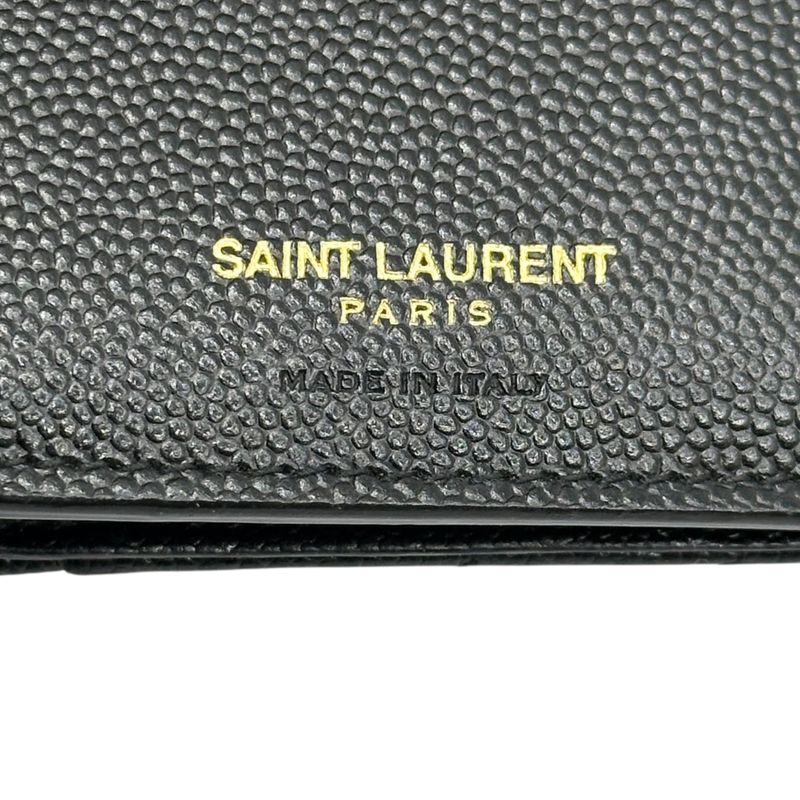 Saint Laurent Monogram YSL Trifold Wallet Monogram 03943 Black Compact Wallet