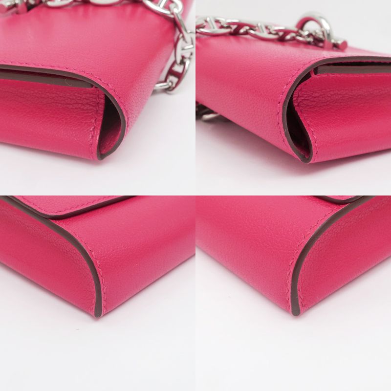 Hermes Chaine D'ancre Compact Wallet Chevre Pink Svhardware B Engraved