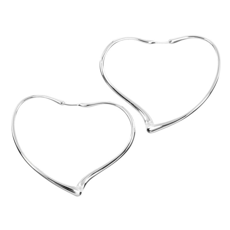 Tiffany & Co Open Heart Hoop Medium 925 Silver Ladies 9.85g Earrings