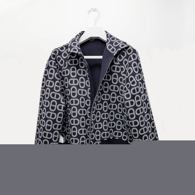Hermes Reversible Zip Up Blouson Jacket Chaine D'ancre 36 Black