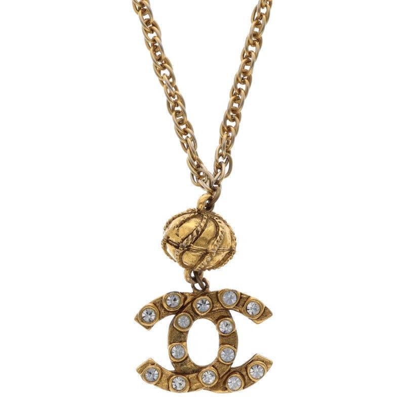 Chanel Coco Mark Rhinestone Necklace Women