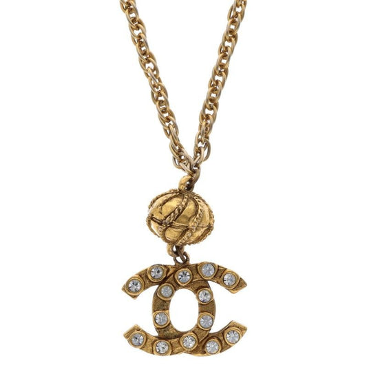 Chanel Coco Mark Rhinestone Necklace Women