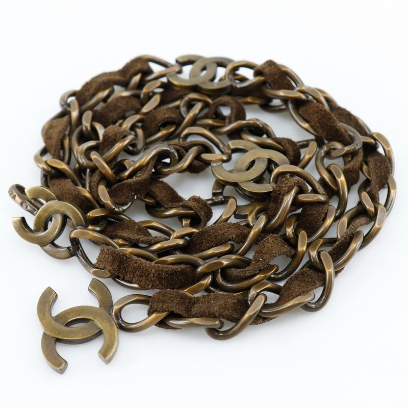 Chanel Chain Belt Vintage Finish Coco Mark A07928y02269 Gold Plated And Suede