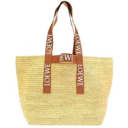 Loewe Fold Shopper Raffia Tote Bag Beige