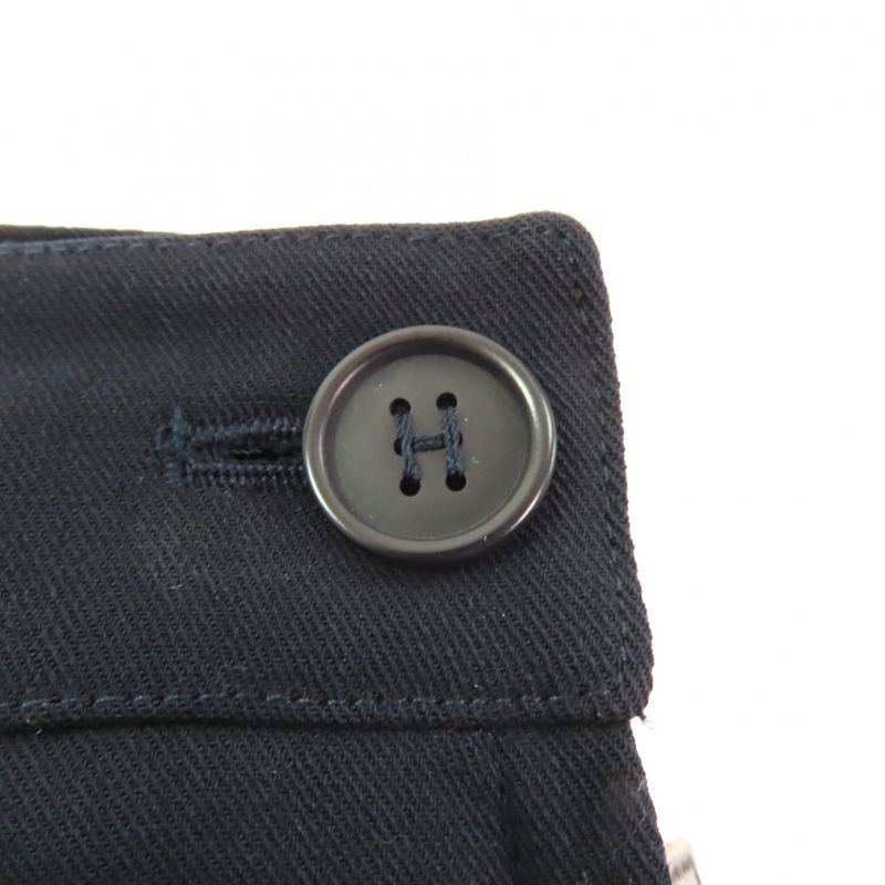 Hermes Vintage Margiela Period Knee Length Tight Skirt With H Button Navy 36