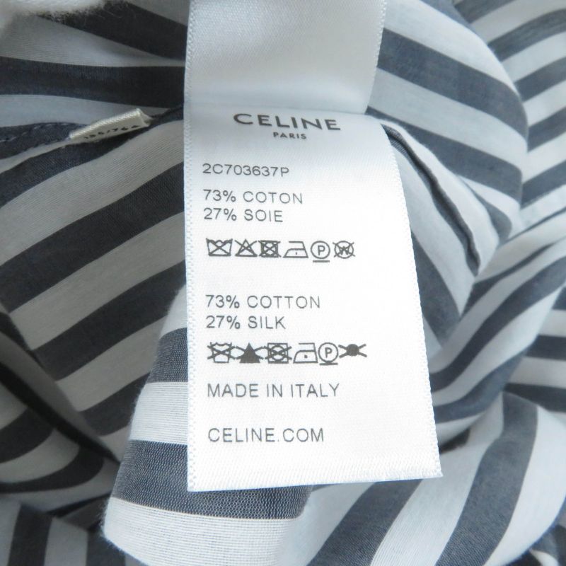 Celine 2c703637p Silk-blend Triomphe Embroidered Stripe Pullover Shirt Long