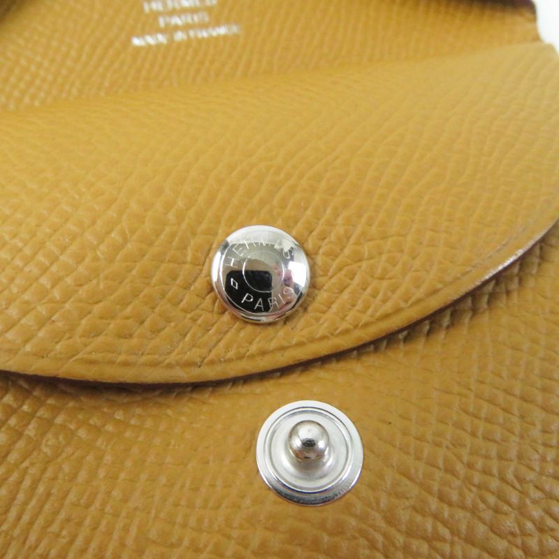 Hermes Calvi Duo Sesame Silver Hardware Vaux Epson Coin Case With Box Marked B