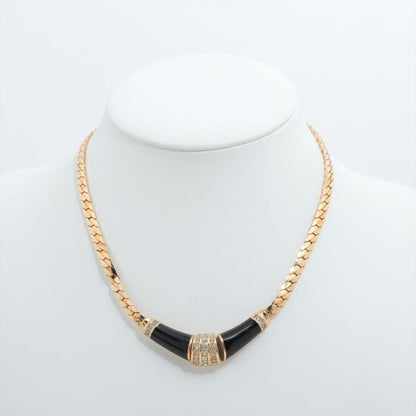 Christian DIOR Choker Necklace GP X Rhinestones Black And Gold Made In Germany