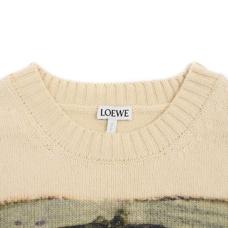 Loewe Animal Print Cropped Knit Sweater S800y14k34 Ecru XS