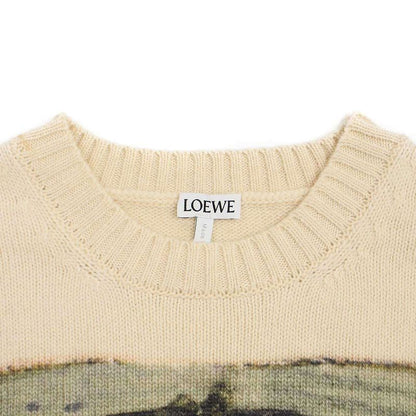 Loewe Animal Print Cropped Knit Sweater S800y14k34 Ecru XS