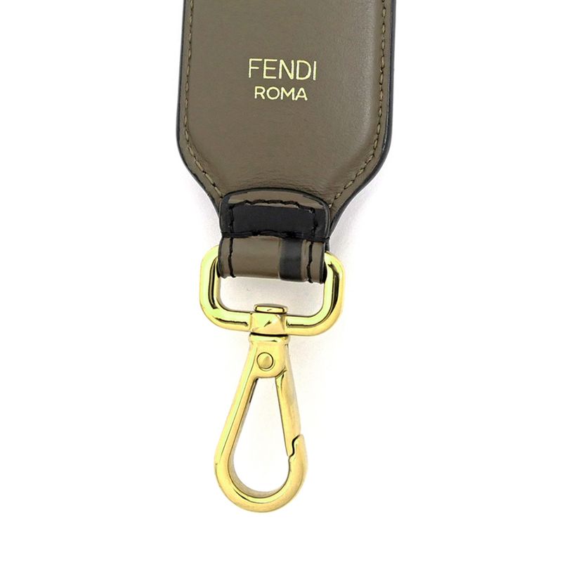 Fendi Strap Mini Shoulder Strap Brown Black Cuff Leather 8av105